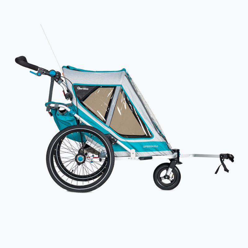 Rimorchio per biciclette Qeridoo Speedkid 2 blu petrolio 3