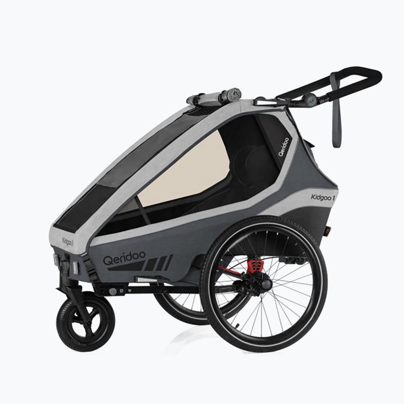 Rimorchio per bicicletta Qeridoo Kidgoo 2 grigio acciaio