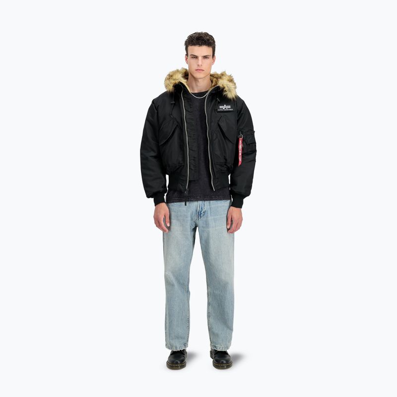 Giacca Alpha Industries 45/P Custom Bomber da uomo con cappuccio nero/riflettente 2