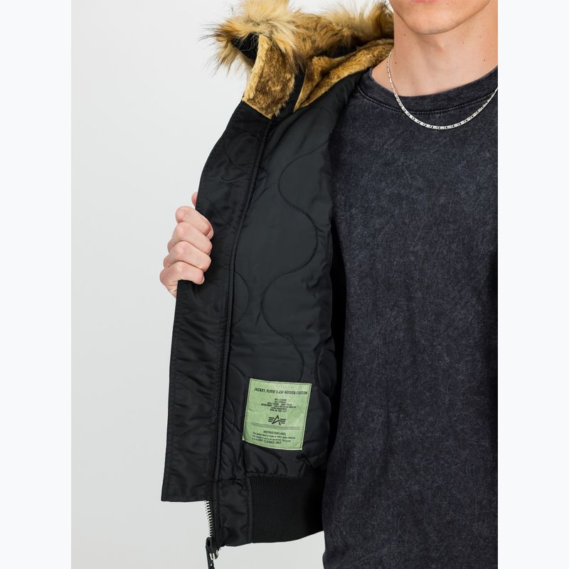 Giacca Alpha Industries 45/P Custom Bomber da uomo con cappuccio nero/riflettente 5