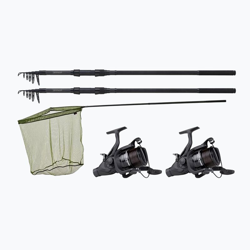 JRC Defender 2 Rod carp combo 2 canne + 2 mulinelli + rete di atterraggio