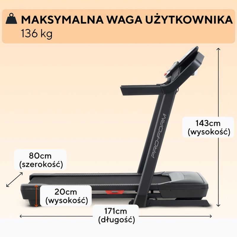 Tapis roulant elettrico ProForm Carbon TL black 6