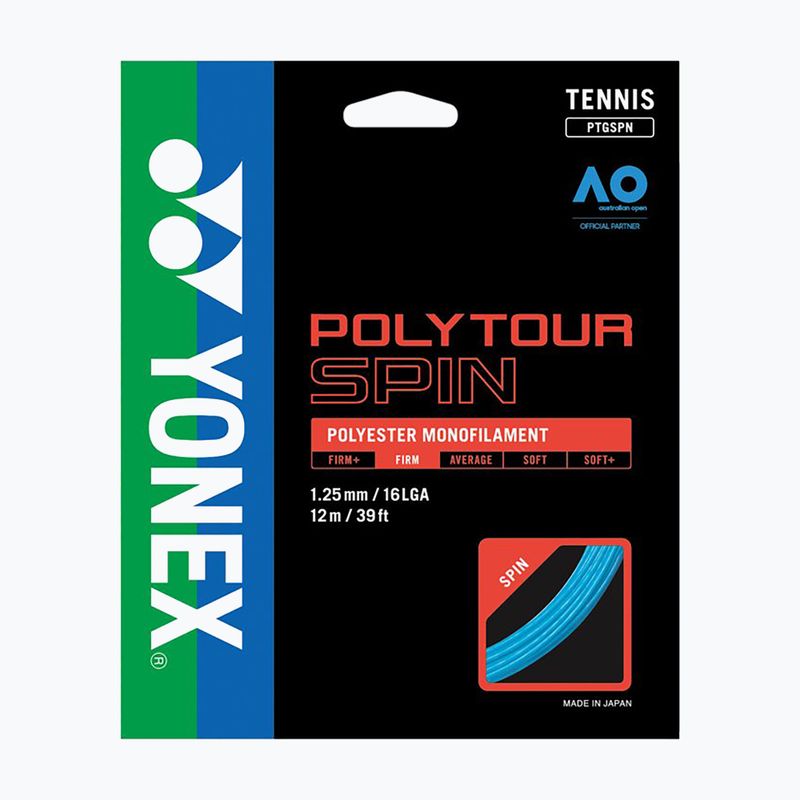 Corda da tennis YONEX Poly Tour Spin 125 Set nero