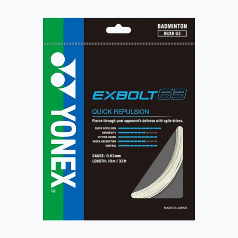 Corda da badminton YONEX Exbolt 63 Set 10 m bianco 2