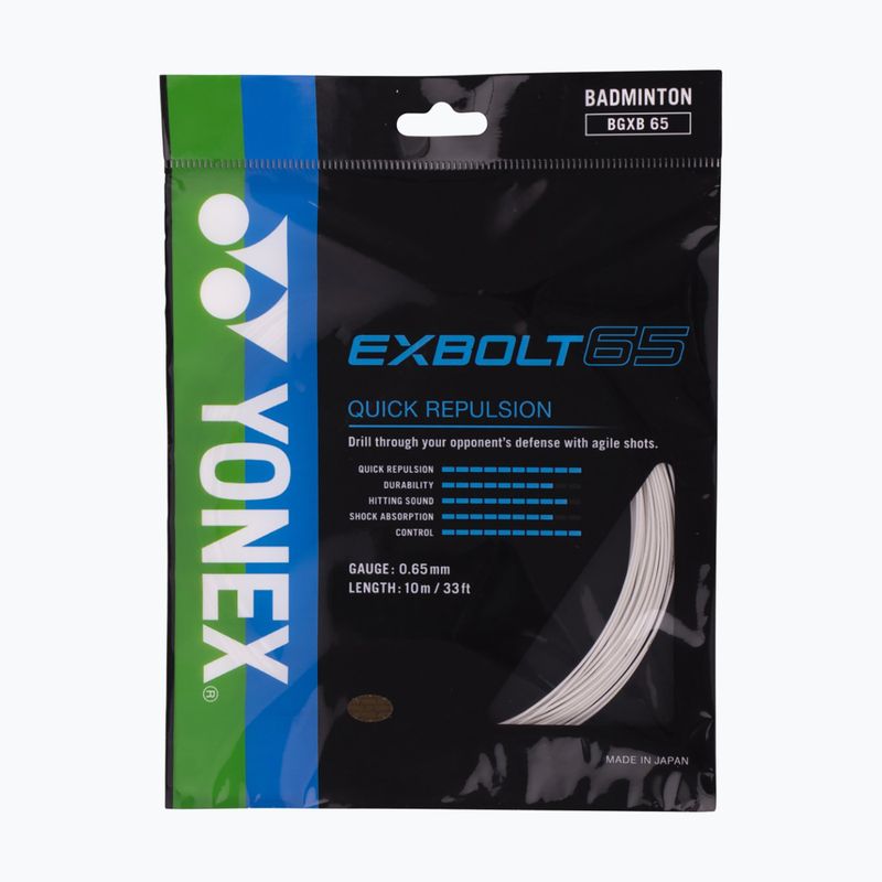 Corda da badminton YONEX Exbolt 65 Set 10 m bianco 2