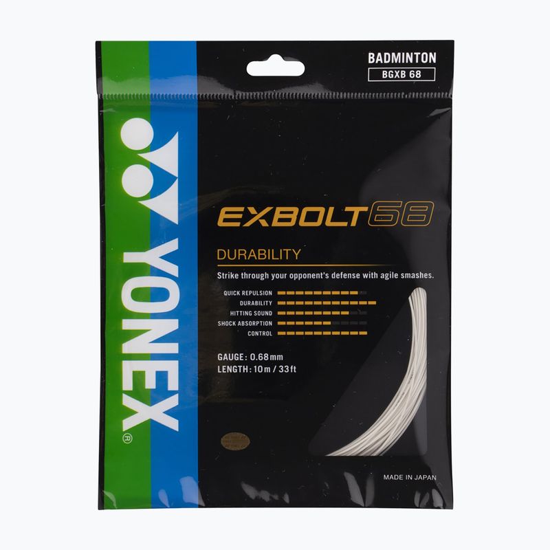 Corda da badminton YONEX Exbolt 68 Set 10 m bianco 2