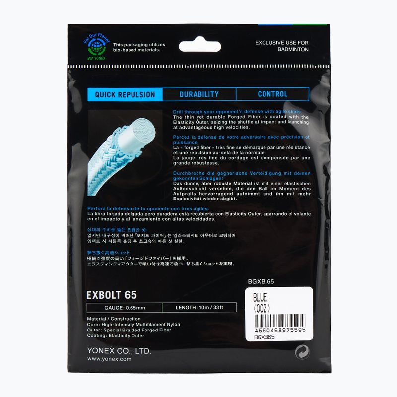 Corda da badminton YONEX Exbolt 65 Set 10 m blu 2