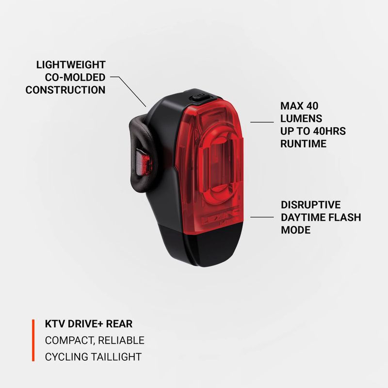 Lezyne KTV Drive+ nero, lampada posteriore per ciclismo 5