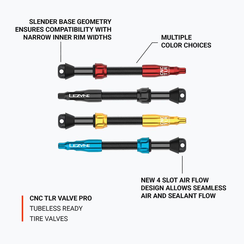 Set di valvole Presta Lezyne CNC TLR Valve Pro 60 mm black 2