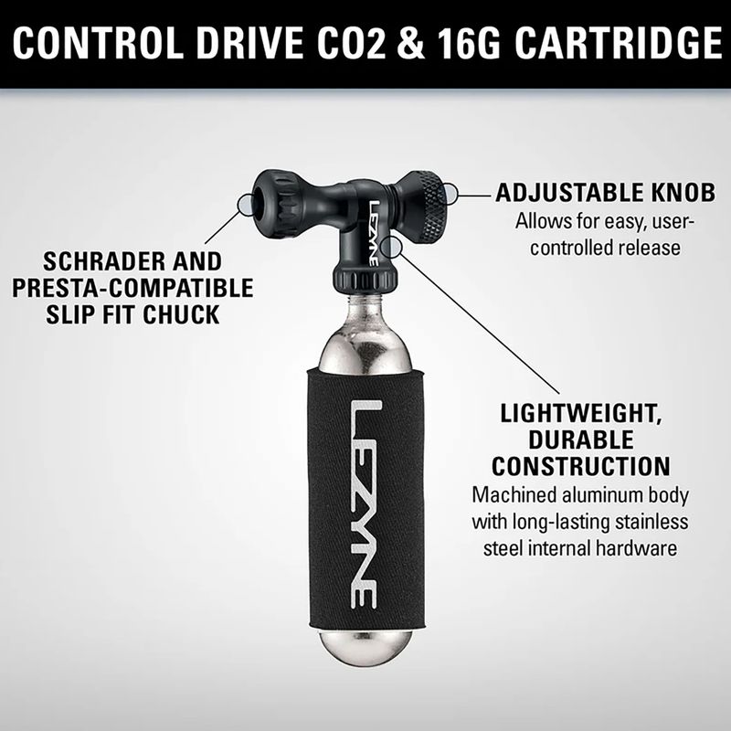 Pompa per bicicletta Lezyne Control Drive CO2 + 1 x cartridge 16 g gloss black 3
