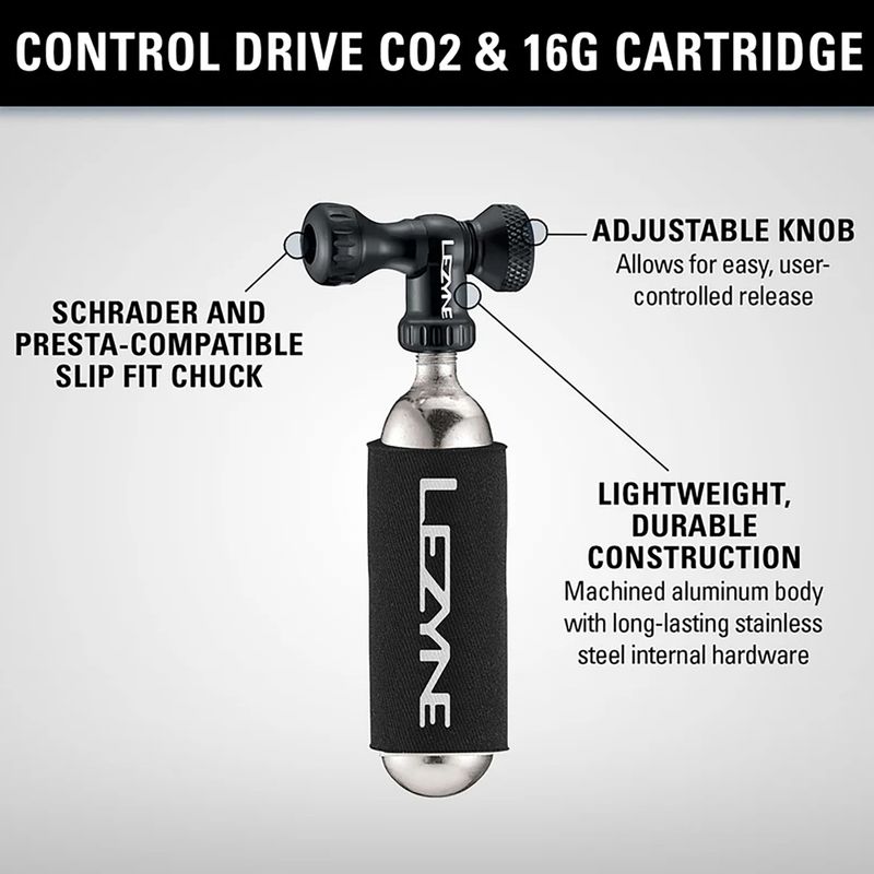 Pompa per bicicletta Lezyne Control Drive CO2 + 1 x cartridge 25 g gloss black 3