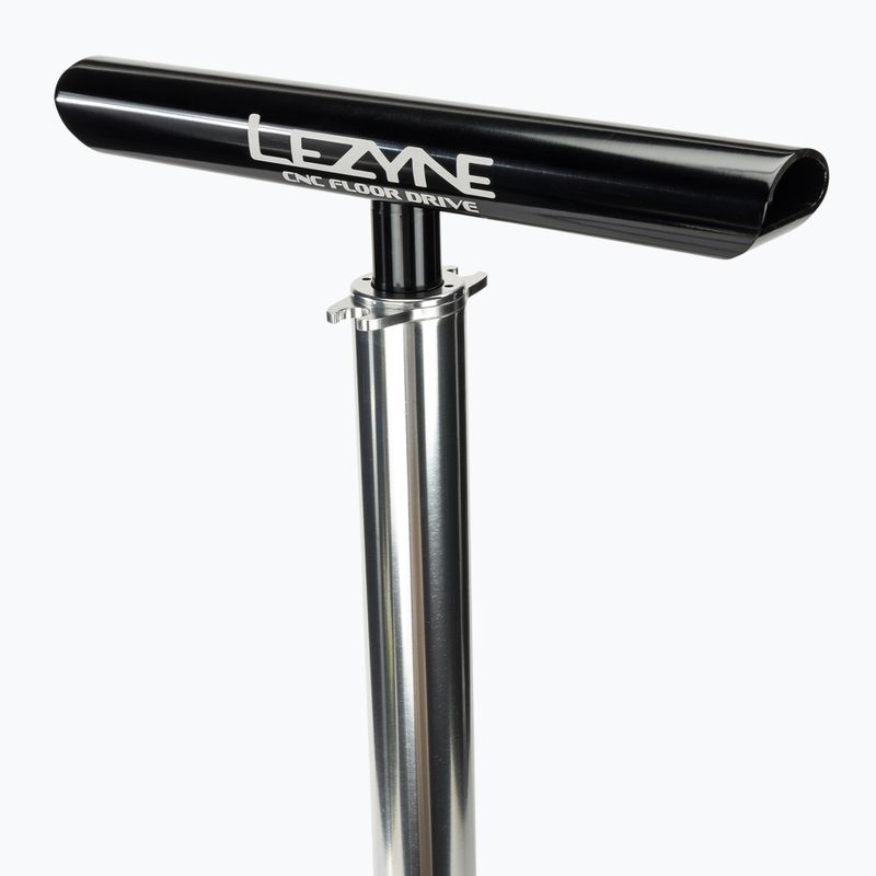 Pompa da bicicletta Lezyne CNC Floor Drive 3.5 argento lucido 3