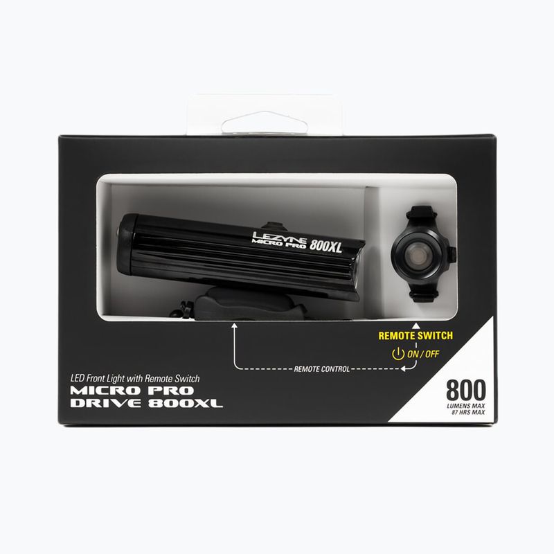 Lezyne luce per bicicletta anteriore Micro Drive Pro 800 Xl con carica a distanza nero lucido 5
