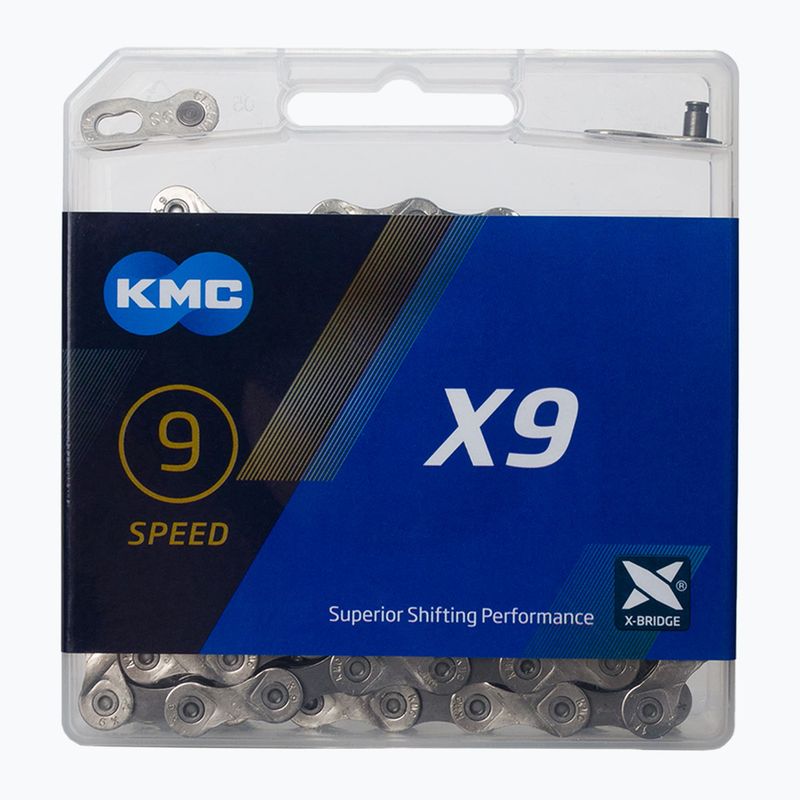 Catena per biciclette KMC X9 x122 argento/grigio