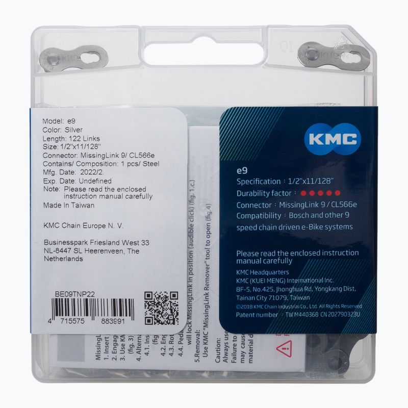 Catena per bicicletta KMC E9 x122 argento 2