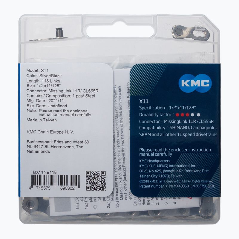 Catena per bicicletta KMC X11 x118 argento/nero 2