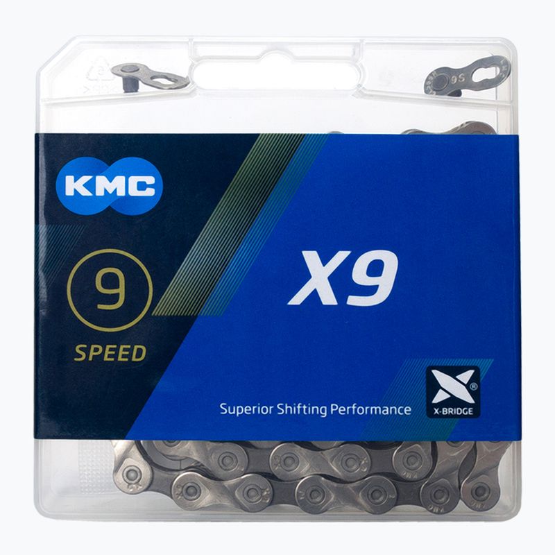 Catena per bicicletta KMC X9 x114 grigio/argento