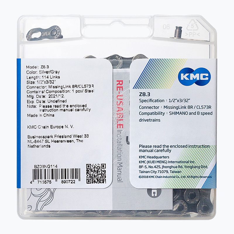 Catena per bicicletta KMC Z8 x114 grigio/argento 2