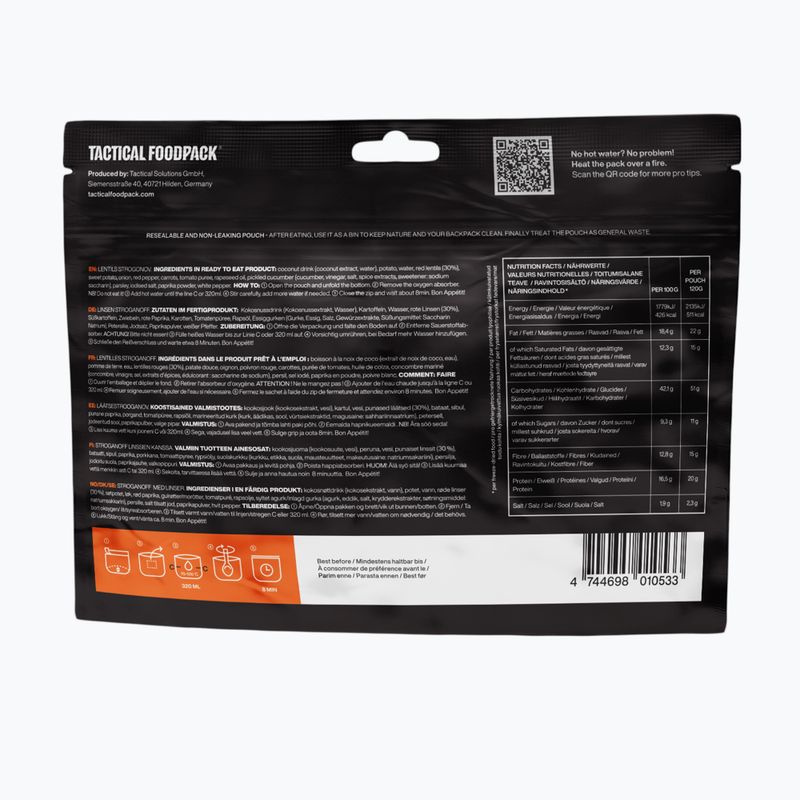 Alimenti liofilizzati Tactical Foodpack Lenticchie Strogonoff Vege 120 g 3