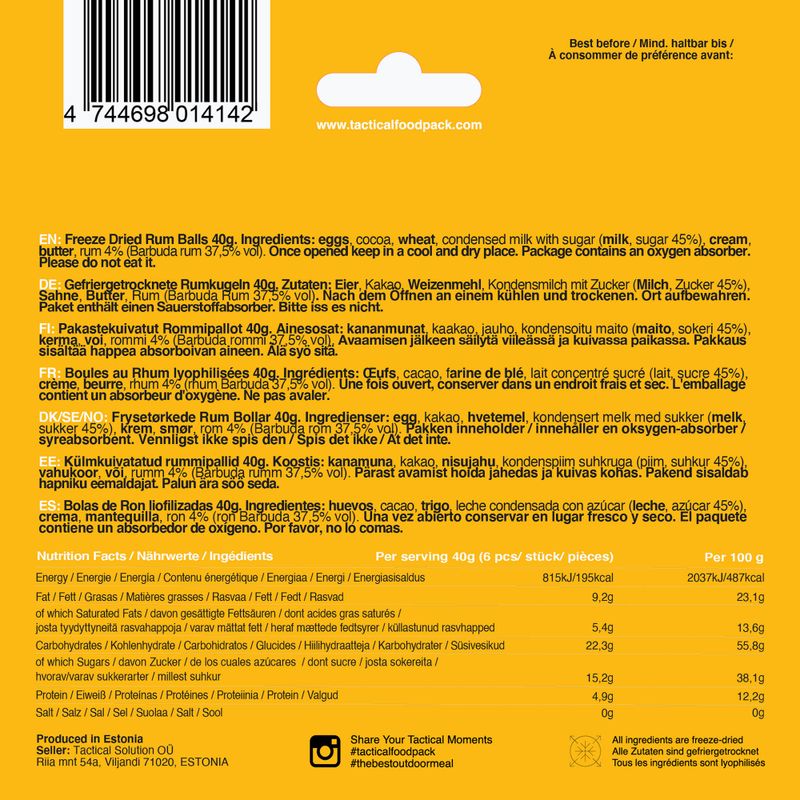 Tactical Foodpack Snack Palline di rum liofilizzate 40 g 4