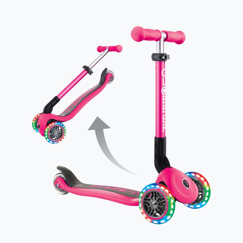 Monopattino a tre ruote per bambini Globber Junior Foldable Lights rosa intenso 5