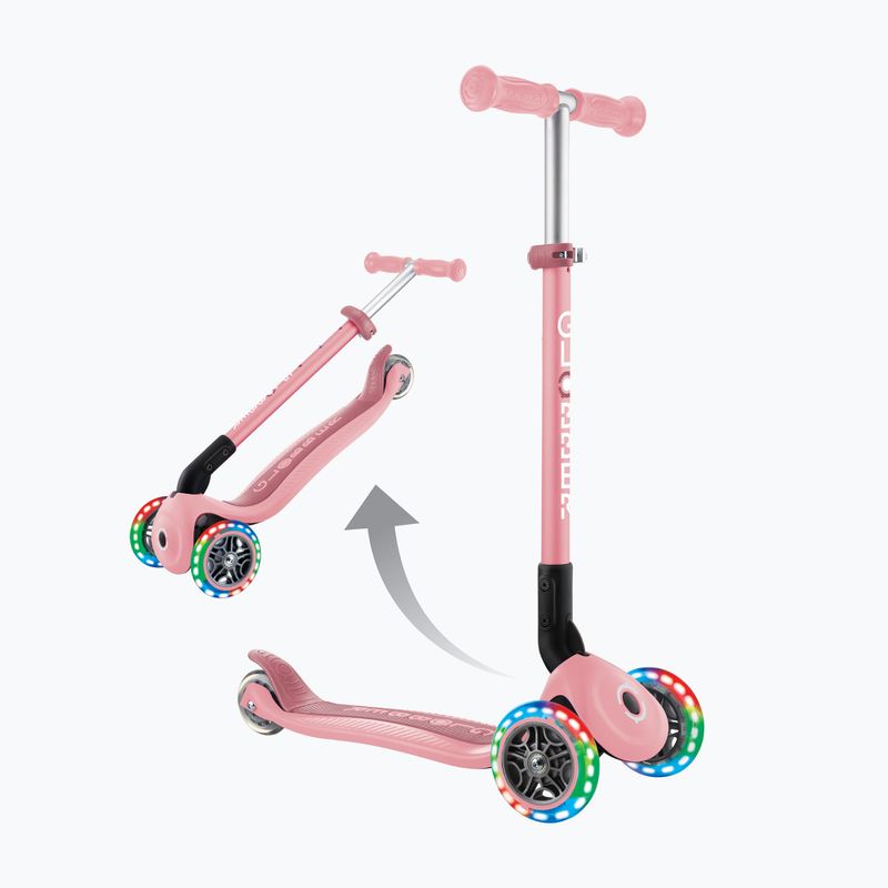 Triciclo per bambini pieghevole Globber Primo Lights rosa pastello 6