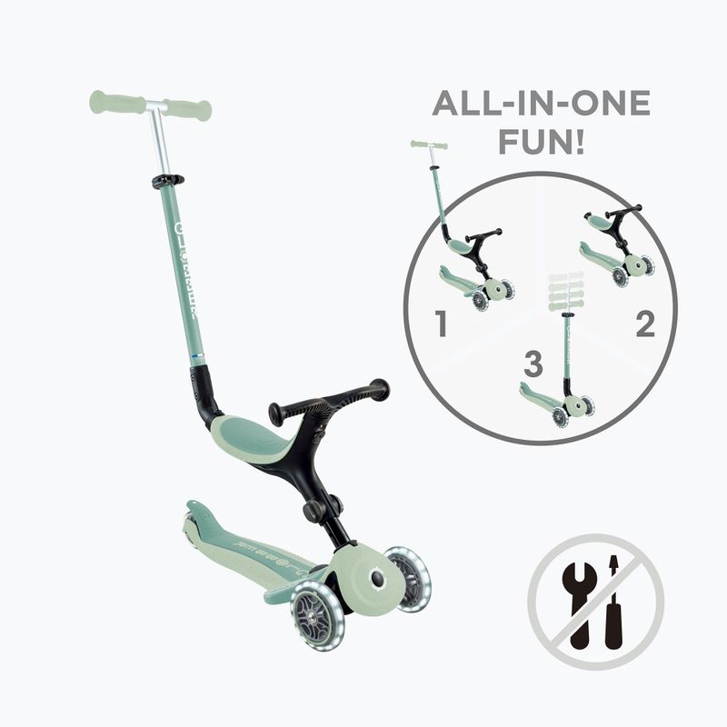 Monopattino a tre ruote per bambini Globber Go.Up Active Ecologic Lights pistachio 2