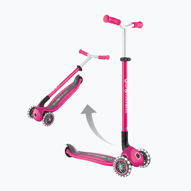 Monopattino a tre ruote per bambini Globber Master Lights fuchsia 11