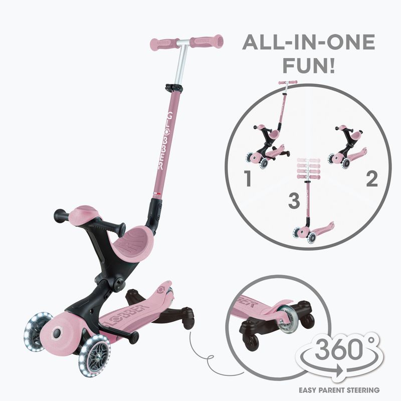 Globber Go.Up Deluxe Lights Ecologic 360 berry monopattino triciclo per bambini 16