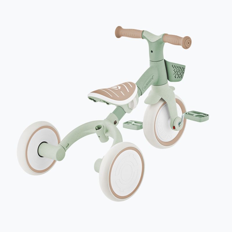 Bicicletta senza pedali a tre ruote con maniglione di guida Globber Learning Trike 2w1 Plus Ecologic pistachio 12