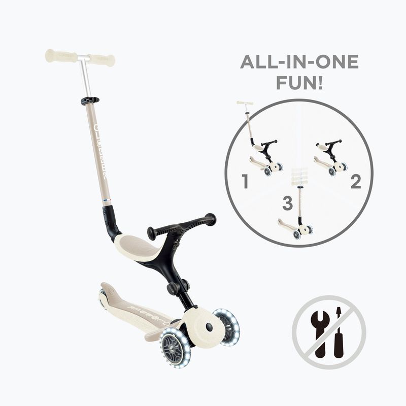 Monopattino a tre ruote per bambini Globber Go.Up Active Ecologic Lights coconut 2
