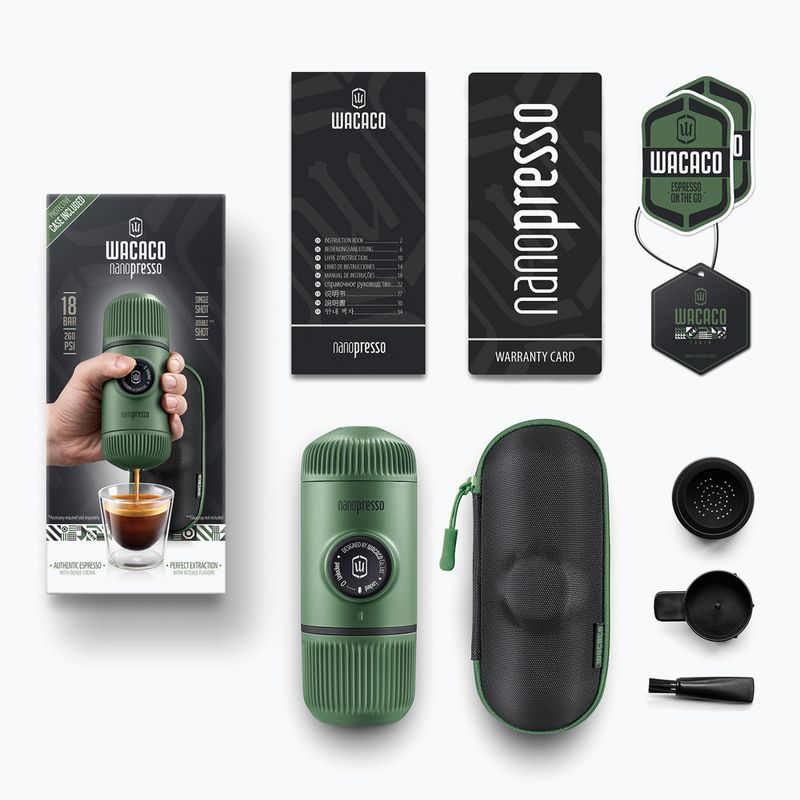 Macchina da caffè portatile Wacaco Nanopresso 80 ml + custodia verde muschio 2