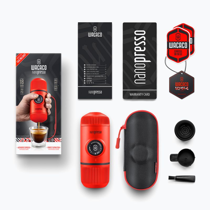 Macchina da caffè portatile Wacaco Nanopresso 80 ml + custodia rosso lava 4
