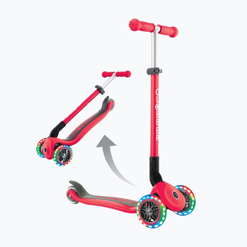 Globber Primo pieghevole luci rosso triciclo scooter per bambini 6