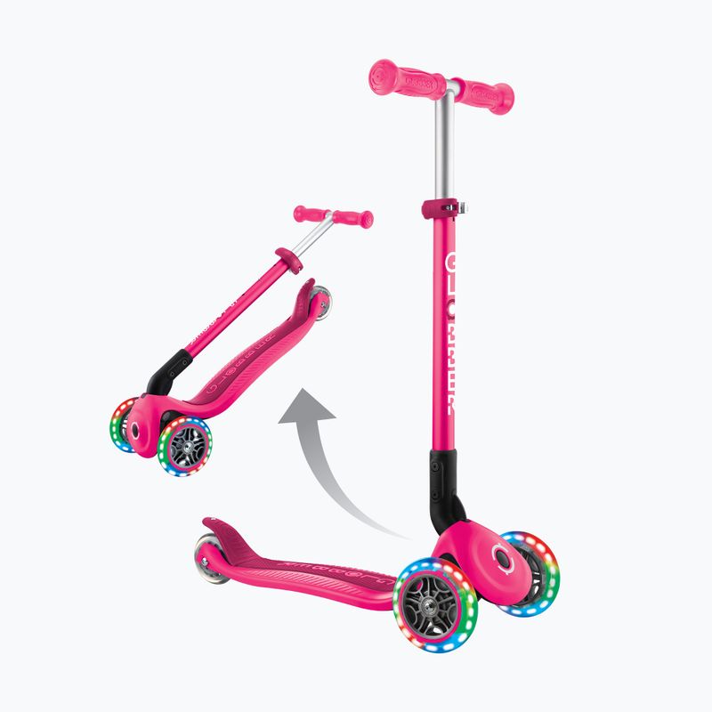 Monopattino a tre ruote per bambini Globber Primo Foldable Lights fuchsia 12