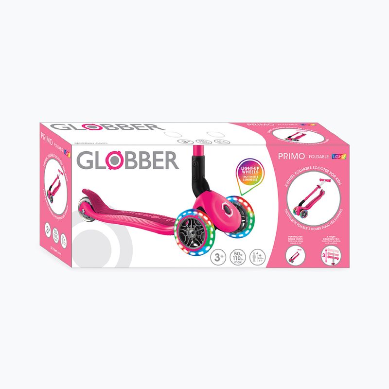 Monopattino a tre ruote per bambini Globber Primo Foldable Lights fuchsia 13