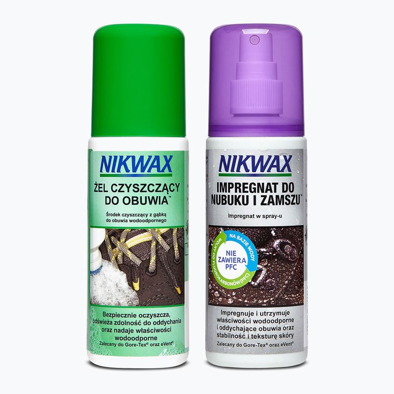 Nikwax Gel per la pulizia delle calzature + Nubuck & Velour 2 x 125 ml Kit per la cura delle calzature