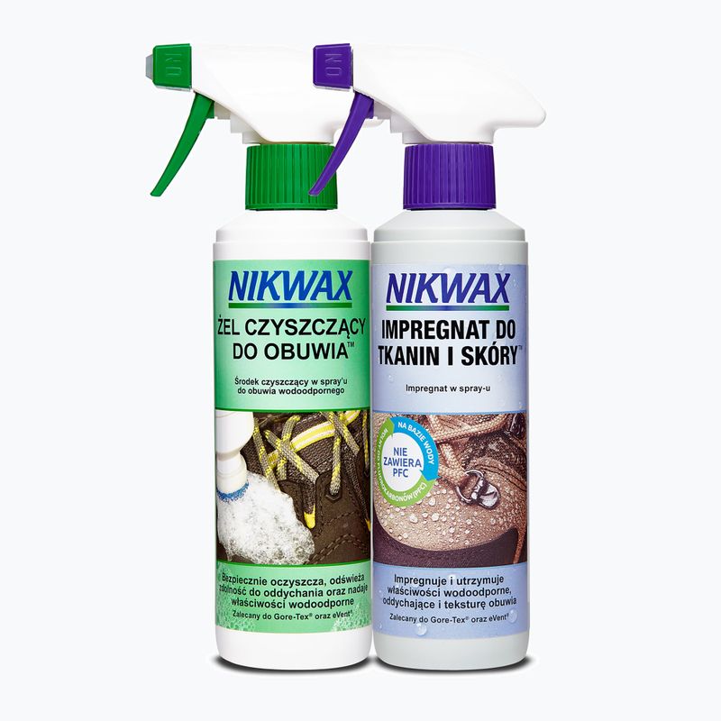 Nikwax Gel detergente per calzature + Tessuto e pelle 2 x 300 ml Kit per la cura delle calzature