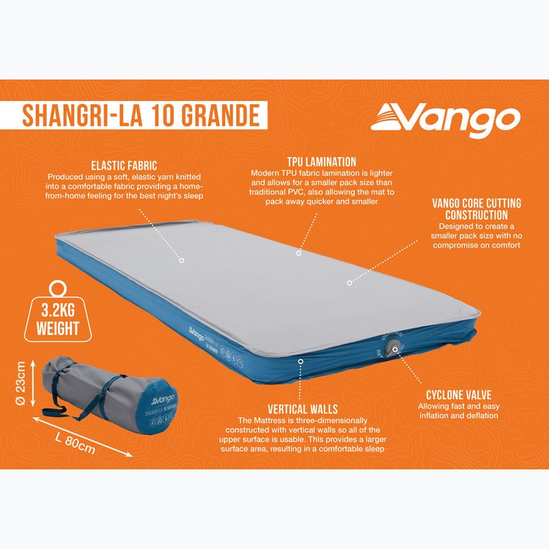 Materasso autogonfiante Vango Shangri-La II 10 Grande grigio nuvola/azzurro 7