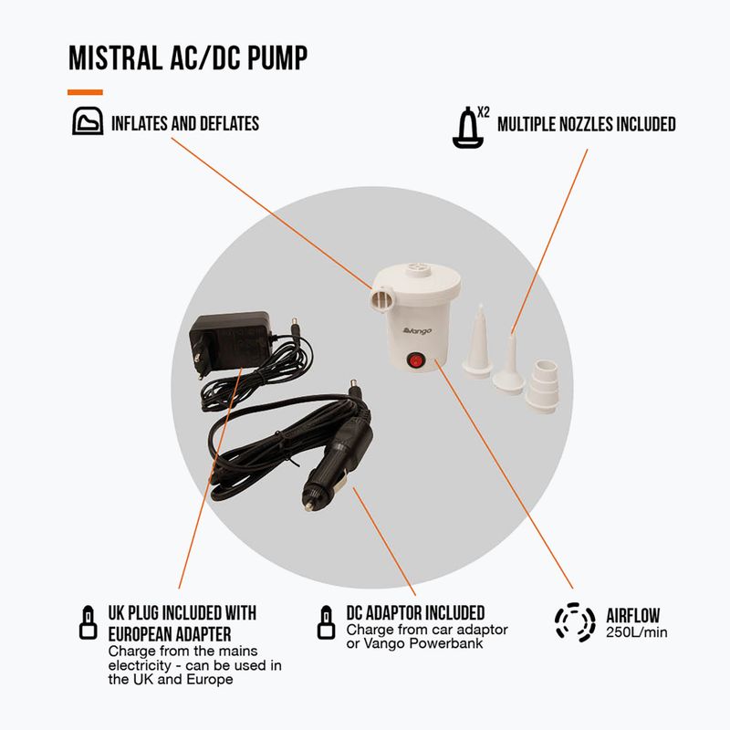Vango Mistral AC/DC pompa elettrica bianca 3