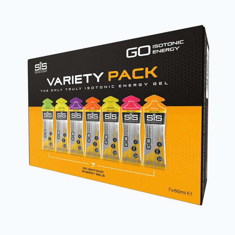 Gel isotonico Science in Sport GO Isotonic Energy 7 x 60 ml apple/limlem/blkcurnt/troal/pnkgrape/orang/pinple