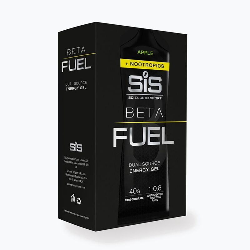 Confezione di gel energetici Science in Sport Beta Fuel Energy + Nootropics 6 x 60 ml apple