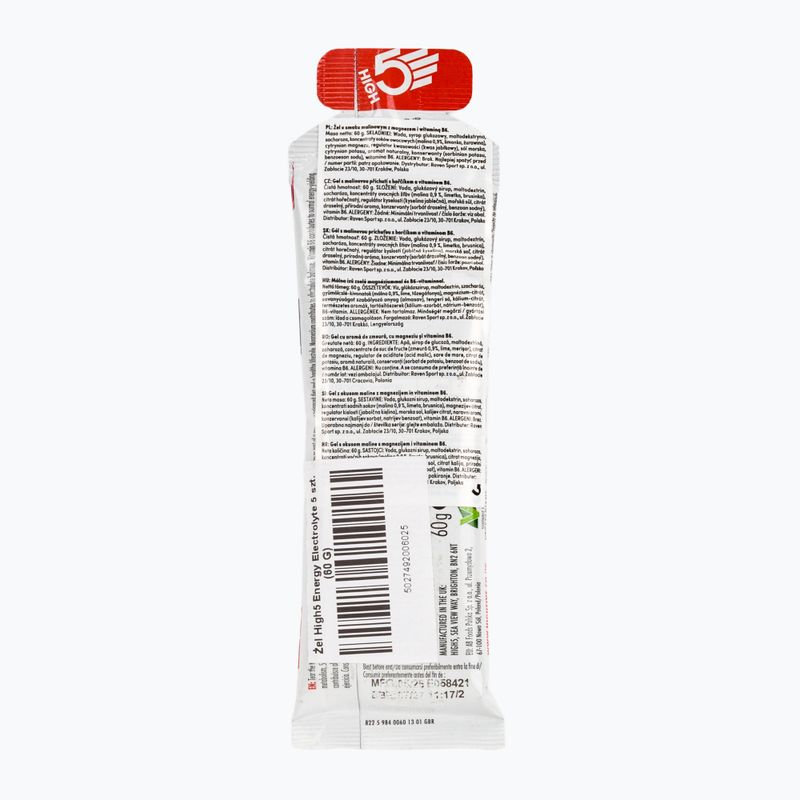 Gel energetico HIGH5 Energy Electrolyte 5 x 60 g raspberry 2
