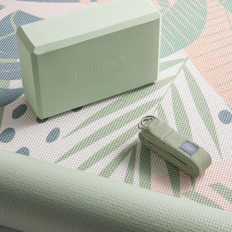 Set yoga Myga Palm Yoga Set mat + block + green strap 5
