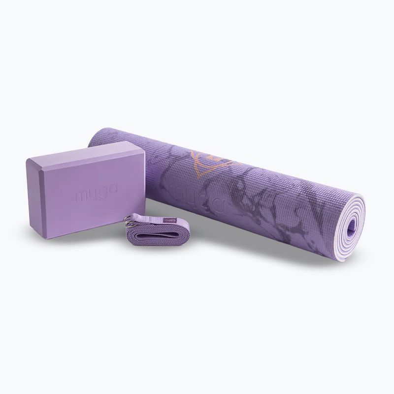 Set yoga Myga Chakra Yoga Set mat + block + purple strap 2
