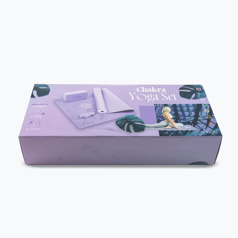 Set yoga Myga Chakra Yoga Set mat + block + purple strap 9