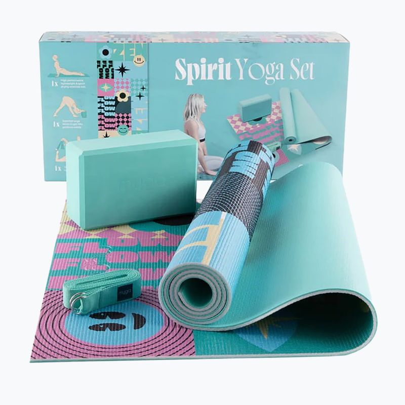 Set yoga Myga Spirit Yoga Set mat + block + turquoise strap 11