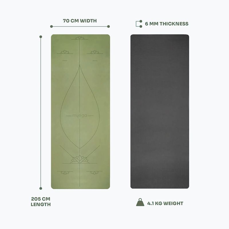 Tappetino da yoga Myga Alignment XL 6 mm green 6