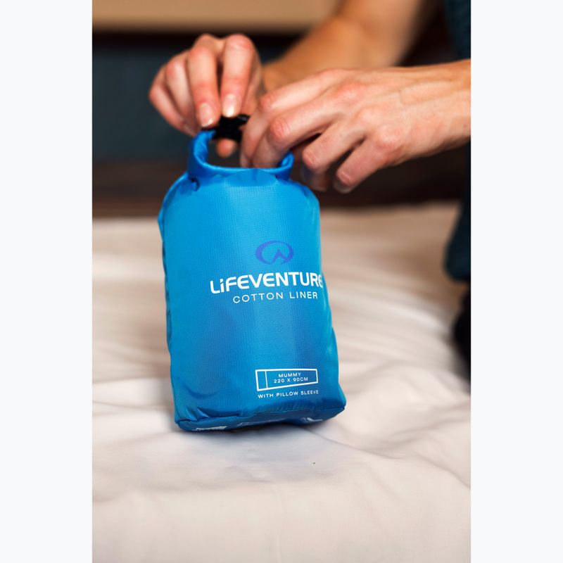Lifeventure Fodera per sacco a pelo in cotone Mummy blu 10
