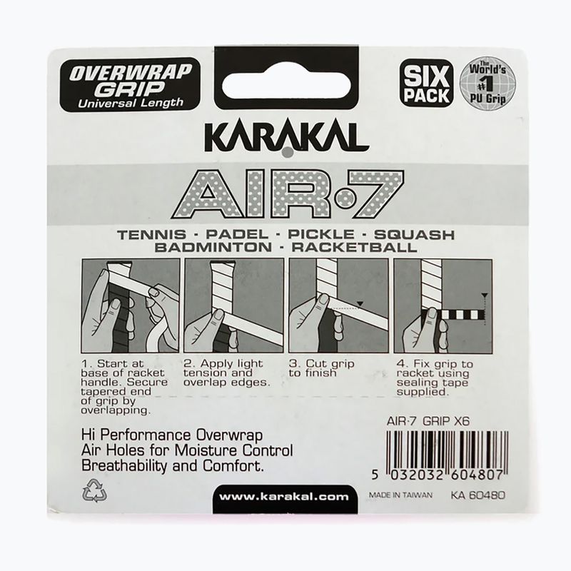 Fasce per squash Karakal Air 7 Overwrap Grip 6 pack pink 2